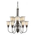 Forte Ten Light Antique Bronze Mica Flake Glass Up Chandelier 2352-10-32